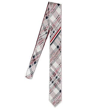 THOM BROWNE Dreieckige Madras-Check Jacquard Seidenstrickschleife Weiß (MNL075K Y4003 960) 125347179