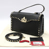 Valentino Black Leather Gold Rockstud Single Handle Small Shoulder Bag 125349156 [P]