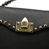 Valentino Black Leather Gold Rockstud Single Handle Small Shoulder Bag 125349156 [P]