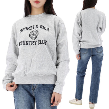 SPORTY & RICH 25SS Varsity Crest Crewneck Sweatshirt ST071516218GY03 125405223