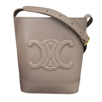 CELINE Quilt Triomphe Grained Kalbsleder Bucket Bag Small Pebble (10BL) 113783ENY 10BL 125347031