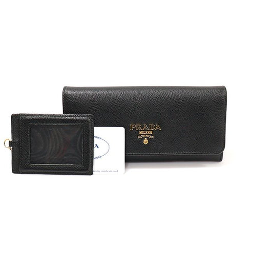 Prada Black Saffiano Gold-tone Metal Lettering Logo Long Wallet 1MH132 125446675