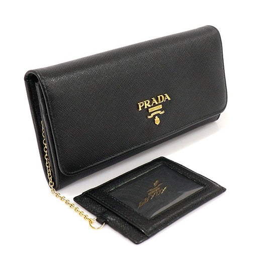 Prada Black Saffiano Gold-tone Metal Lettering Logo Long Wallet 1MH132 125446675