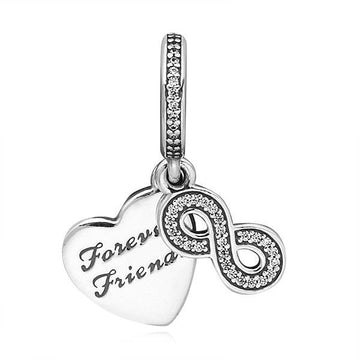 Pandora Forever Friends Heart Pendant and Dangle Silver Charm 791948CZ 33591940
