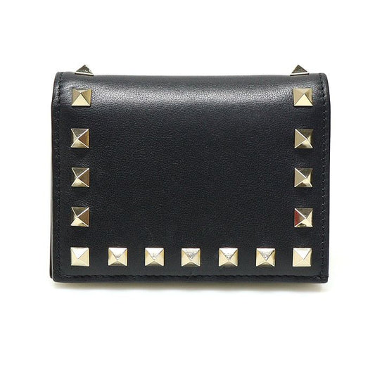 Valentino Black Calfskin Rockstud Compact Wallet ZW2P0P39BOL 125516916