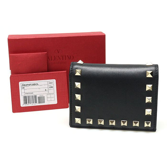 Valentino Black Calfskin Rockstud Compact Wallet ZW2P0P39BOL 125516916