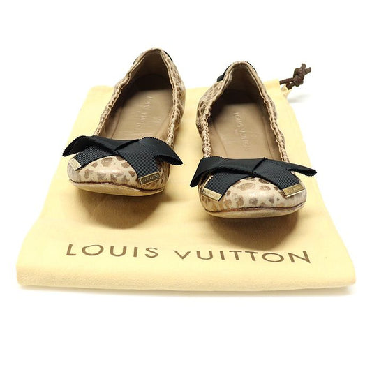 LOUIS VUITTON Leopardenmuster Schleifenverzierung Dolphin Ballerina Flachschuh 35 125518333