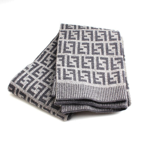 Fendi Gray Logo Wool Scarf 125561774