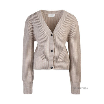 AMI Damen kurze gerippte Strickjacke FKC051 027 250 37473803