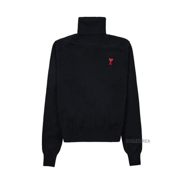 AMI Women's Small Heart Logo Turtleneck Knit 59914515