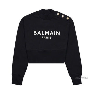 Balmain Women's Logo Print Cropped Sweatshirt BF1JO040 BB02 EAB 73909081
