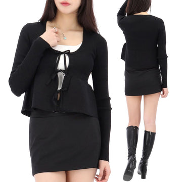 Ganni 25SS Rib Knit Tie String Cardigan 099 125704470