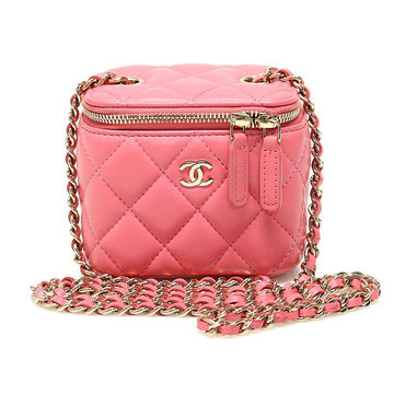 CHANEL AP1340 Pink Lambskin Gold Vanity Cosmetic Mini Classic Box Chain Crossbody Bag 125781262