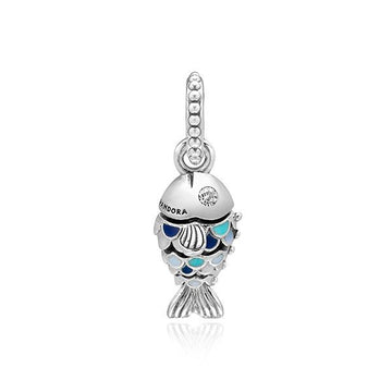 PANDORA ブルースケールドフィッシュペンダント兼ダングルシルバーチャーム 34328556 [P]