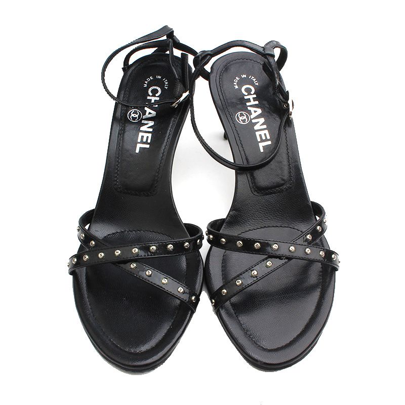 CHANEL Black Logo Stud Sandals 36C 125886043 – trenbe