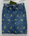 Gucci Floral Embroidered Denim Skirt 26 126228369 [P]