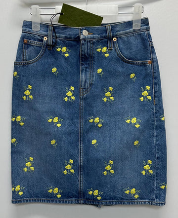 GUCCI Flora bestickter Denim Rock 26 126228369