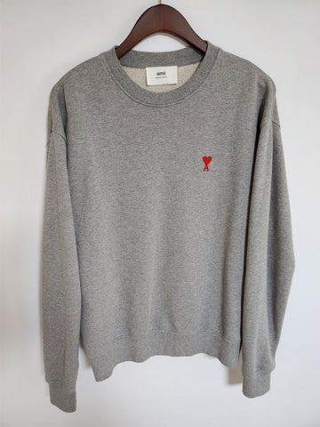 AMI M Gray Small Heart Men's Sweatshirt BFUSW001 730 126477276
