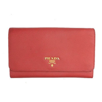 Prada Red Saffiano Gold-Plated Wallet 126547373
