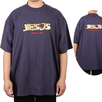 vetements UE63TR400N FADED NAVY Fringed Effect Logo Tee 46671101