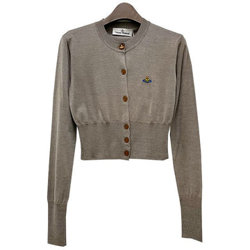 VIVIENNE WESTWOOD ベア刺繍ロゴクロップカーディガンサンド 124381185