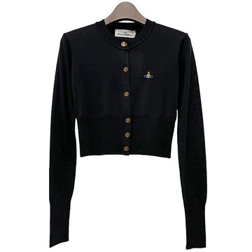 Vivienne Westwood 25SS BEA Embroidered Logo Cropped Cardigan Black 124381201