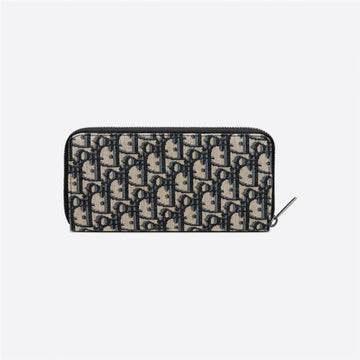 DIOR Reißverschluss Geldbörse Beige Oblique Jacquard 126804999