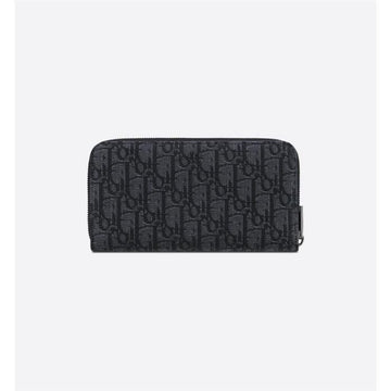 DIOR Reißverschluss Geldbörse Schwarz Oblique Jacquard 126805000