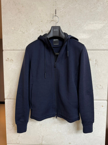ZEGNA ウールブレンドフードブルゾン ネイビー 95 126817350