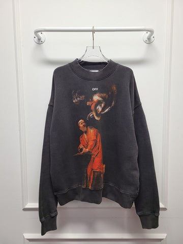 OFF WHITE Charcoal S Matthew Druck Sweatshirt A+ 126867959