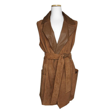 MAXMARA Braun Wildleder Gürtel Weste 46 126899193