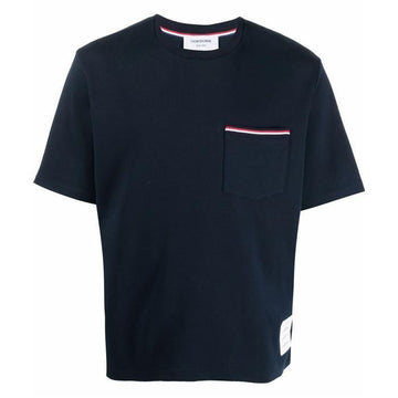 THOM BROWNE MJS183A / RWB Dreifarbige Streifen Brusttaschen Kurzarm-T-Shirt 34881893