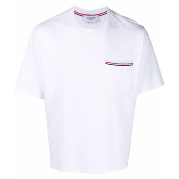 THOM BROWNE MJS183A / RWB Dreistreifen Streifen Pocket Kurzarm T-Shirt 34881903
