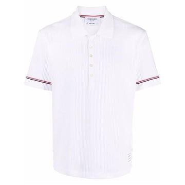 THOM BROWNE 22SS MJP138A / Mikrofaser Thermo Ripp Streifen Cuff Polo T-Shirt 33371922