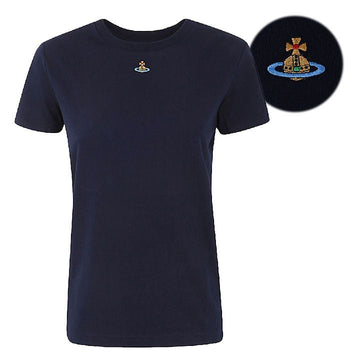 Vivienne Westwood ORB Logo Embroidered T-Shirt Navy 160433133 [P]