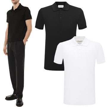 Saint Laurent Monogram Logo Polo Short Sleeve T-shirt 712300 YB20C 1000 9000 127034971