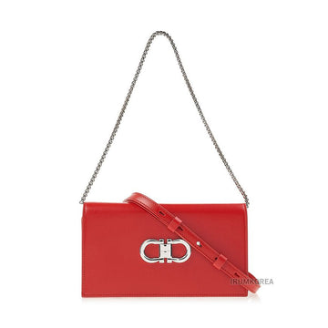 Salvatore Ferragamo Double Gancini Mini Crossbody Bag in Flame Red 127067031