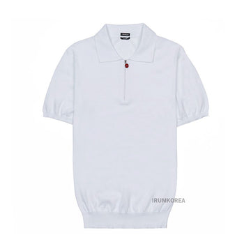KITON 40C ホワイト SS25 メンズ ハーフジップ ポロシャツ 127068473