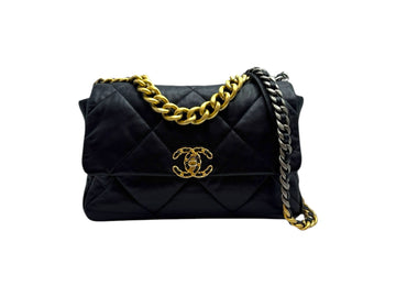 CHANEL 19 Black Flap Bag Large AS1161 127146413