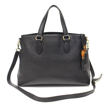 Gucci Black Leather Bamboo Tassel 2WAY 449642 127391092