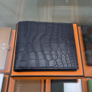 HERMES Crocodile Wani Geldbörse Navy 127458149