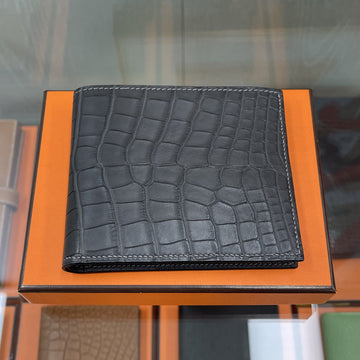 HERMES Krokodil Wani Geldbörse E taupe 127461836