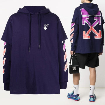 Off White Marker Arrow Layered Hoodie OMBB051R21FLE002 4632 127466310