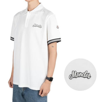 Moncler 8A00006 899UR 034 Lettering Logo Embroidered Short Sleeve Polo Shirt 128280296