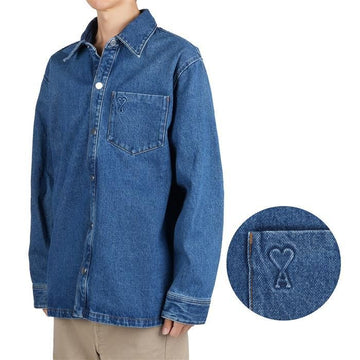 AMI ハートロゴオーバーデニムシャツ DE0031 480 128280387