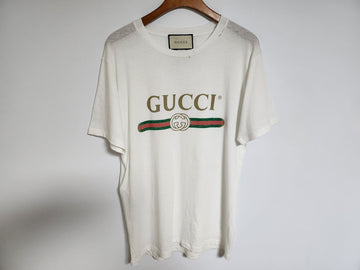 Gucci S White Vintage Logo Floral Embroidery Unisex Short Sleeve T-Shirt 457095 128296113