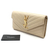 SAINT LAURENT 372264 ベージュ キャビア マトラッセ モノグラム ゴールド長財布 128374858 [P]