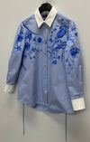 GUCCI Baumwoll-Popeline-Blumenbluse in Himmelblau (36) 128586888 [P]