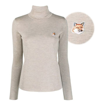 MAISON KITSUNE Turtleneck-Strickpullover mit Fox-Logo-Patch 23FW H250 159665849 [P]