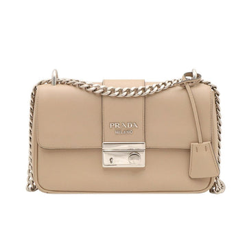 PRADA Beige Saffiano Silberkette Padlock 2WAY (integrierter Chip) 1BD298 128739648